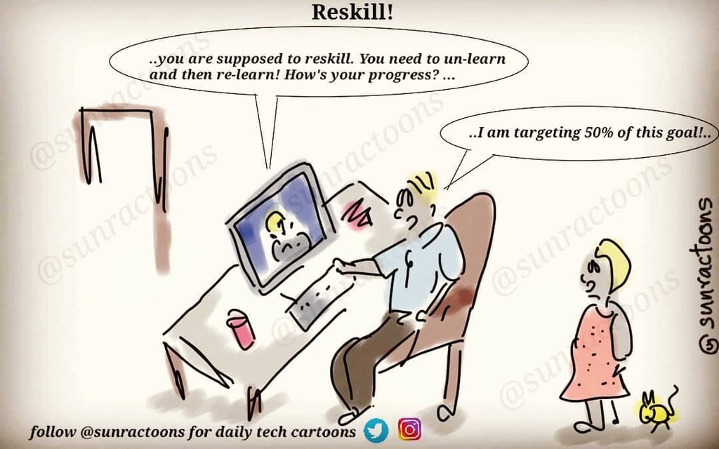 Easy reskilling! 
#cartoon #dailycartoon #sunractoons #developerlife #programmerlife @sunractoons #development #codingisfun #codingmemes #codinglife #developer #100daysofcode #programmingmemes #reskilling #unlearnandrelearn #covid #corona #programmer #co… instagr.am/p/CBVB1ThgnQQ/