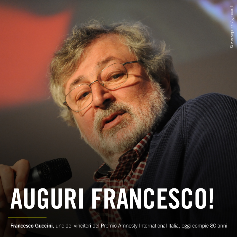 Oggi Francesco Guccini compie 80 anni e anche noi vogliamo fargli i più cari auguri.

Guccini ha cantato l’impegno, la solidarietà, i diritti ed è stato anche tra i vincitori del PAI <a href="/vocixlaliberta/">Voci per la Libertà</a> con una canzone scritta con Enzo Avitabile.

Auguri!