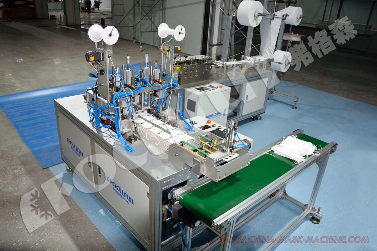chinaicemachine's tweet image. Focusun One Drag One Flat Mask Machine, capacity is 30 pieces per minute, fully-automatic design. #maskmachine #maskmaker #maskmakingmachine