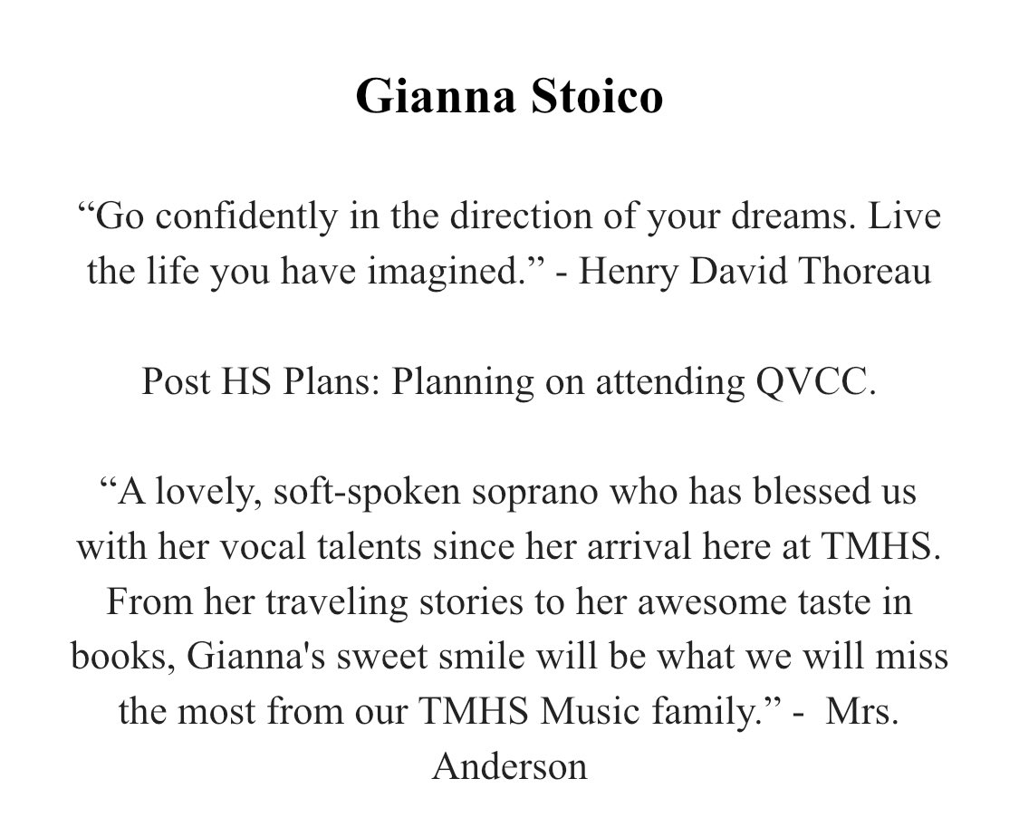 Today’s Senior Spotlight is Gianna Stoico!!!