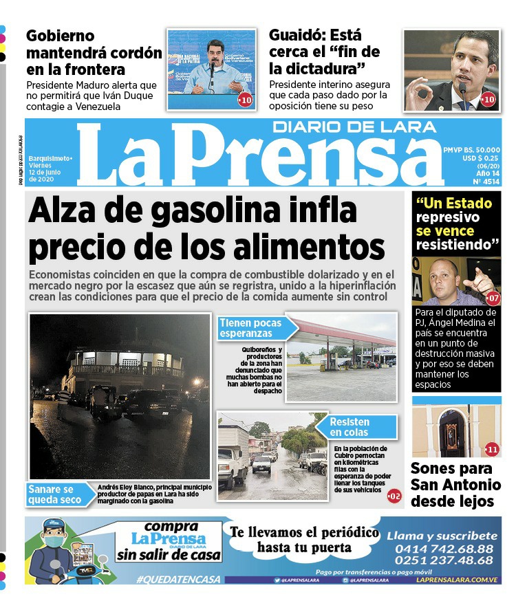 Primera Página de La Prensa de Lara