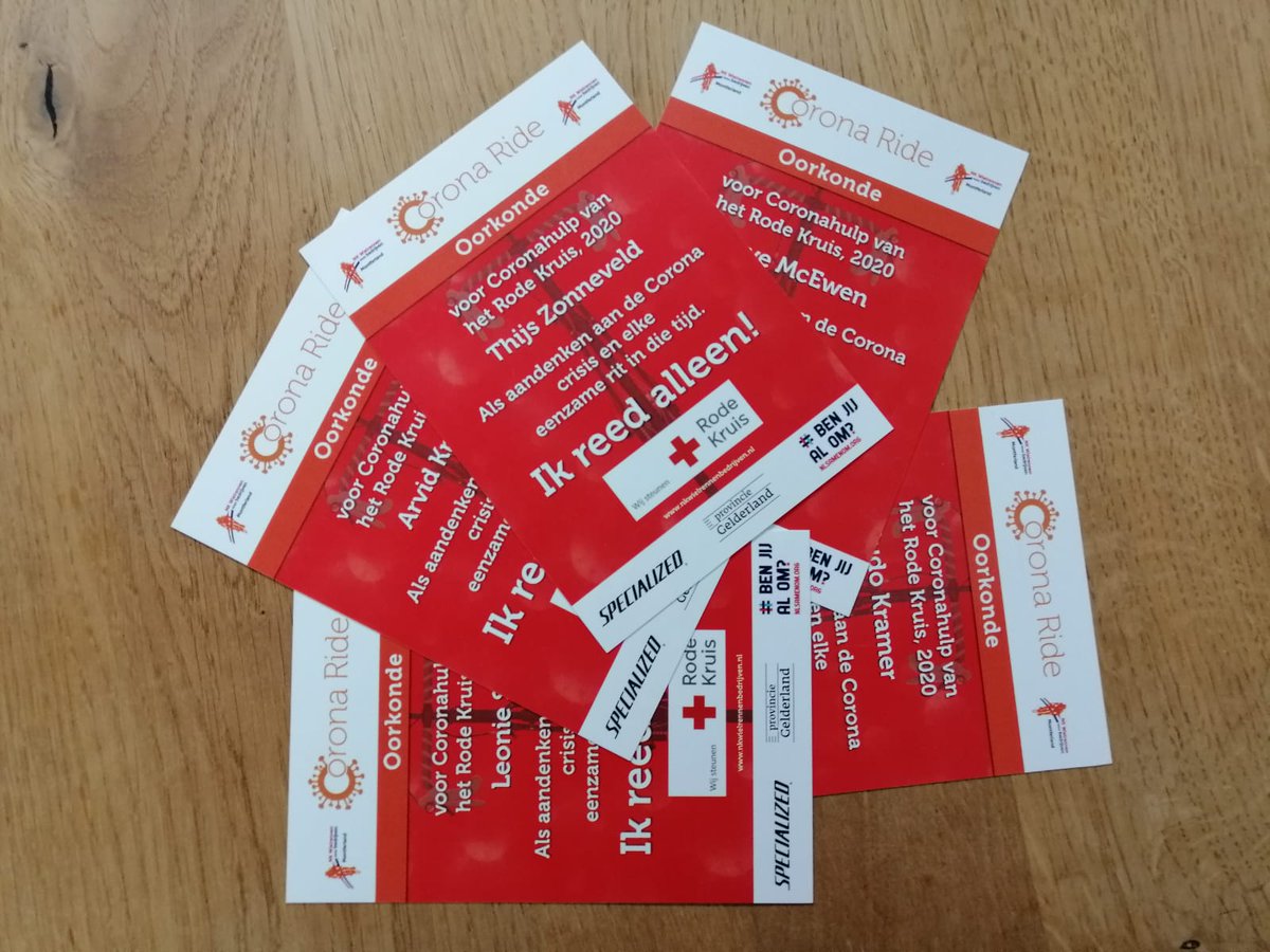 De Corona Ride heeft 2000 euro opgebracht voor het Rode Kruis en hun strijd tegen corona. De oorkondes zijn verstuurd. Lees meer: nkwielrennenbedrijven.nl/corona-ride-le… #CoronaRide