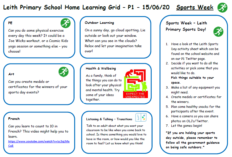 leithp1's tweet photo. Here is our Home Learning Grid for next week (beginning 15th June). Let us know how you get on - we love seeing your posts on Online Learning Journals 💕 @Leith_Primary https://t.co/FmcKGtKbgg