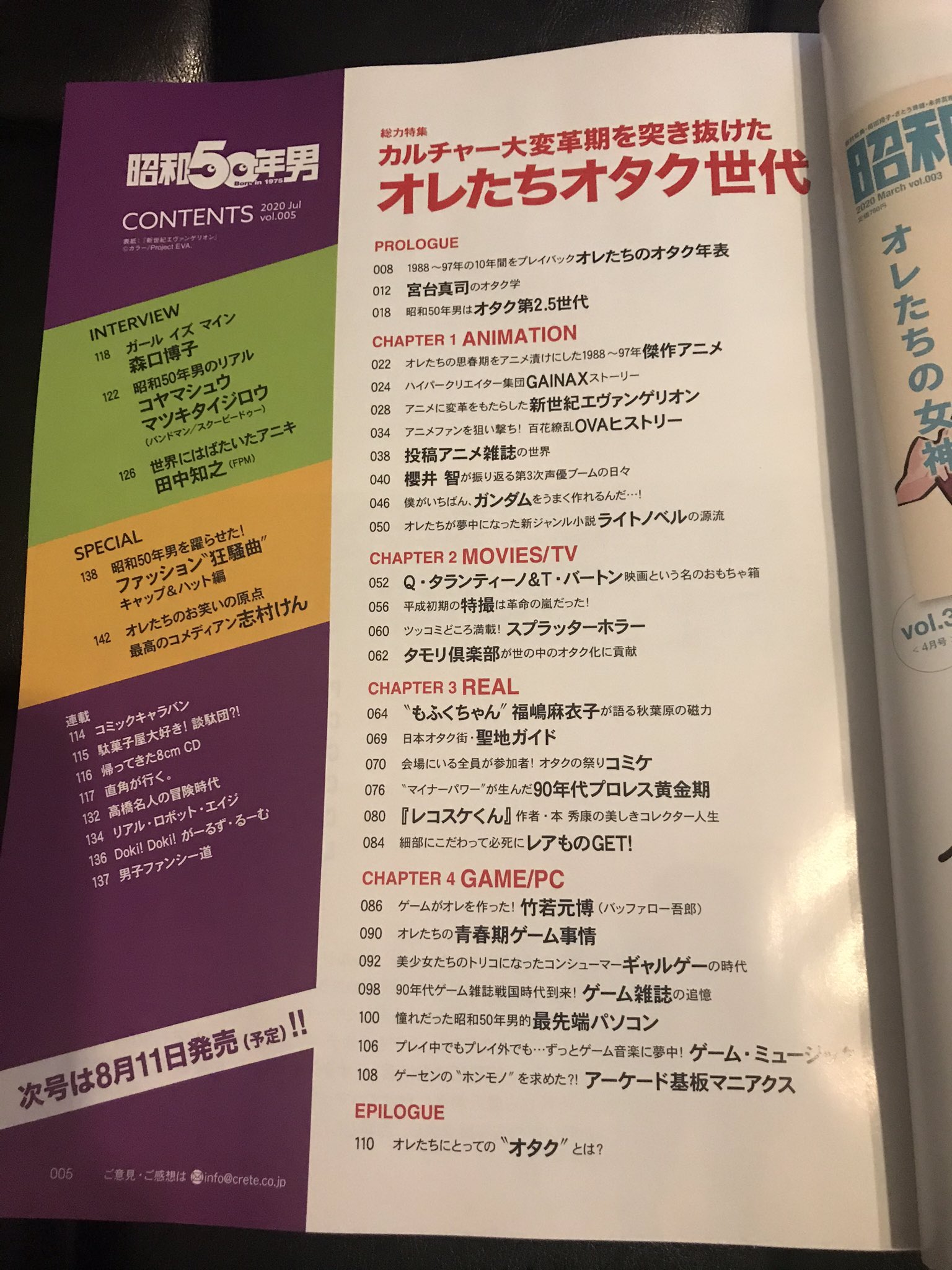 Usangoro 昨日発売の 昭和50年男 Vol 5買ってきました 特集はオレたちオタク世代 アニメ ファン狙い撃ち Ovaヒストリー 投稿アニメ雑誌の世界 森口博子 志村けん ガンプラetc 目次みて気になったら本屋へgo アニメ