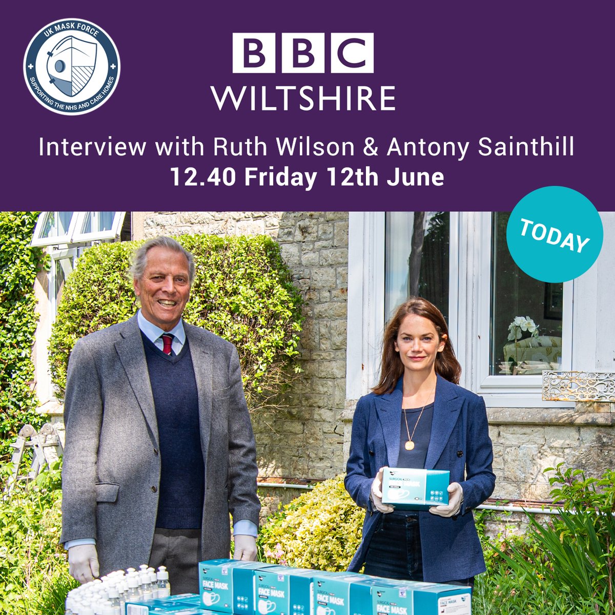 UKMaskForce's tweet image. Our ambassador #ruthwilson and director Antony Sainthill are being interviewed on @bbcradiowiltsh2 today at 12.40!   #bbcradio #ukmaskforce #PPE