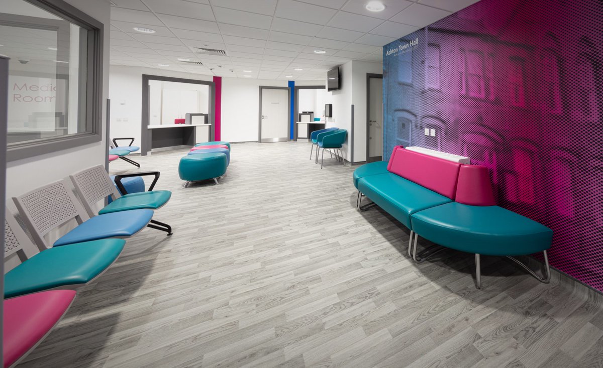 summit_1977's tweet photo. Another inspiring interior, designed to relieve the anxieties of a healthcare visit. We love the #wallart. Great mix of Versit #beamseating, skittle soft #stools ( excuse the medical pun ), Core #sidechairs and MeMe #modular seating. #interiordesign https://t.co/FqkI1WJExd https://t.co/TuqNlQAwzE