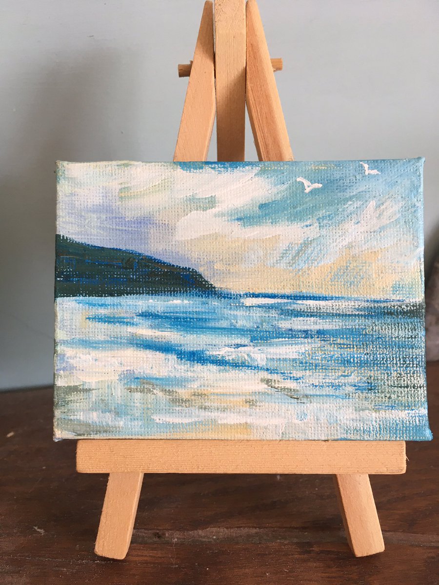 A little mini work of art #woolacombe #coast #leebay #beach #painting #fathersday #handmadehour #devonhour #coastalinteriors #landscape #indieretail #shopsmall #seascape - availabe online