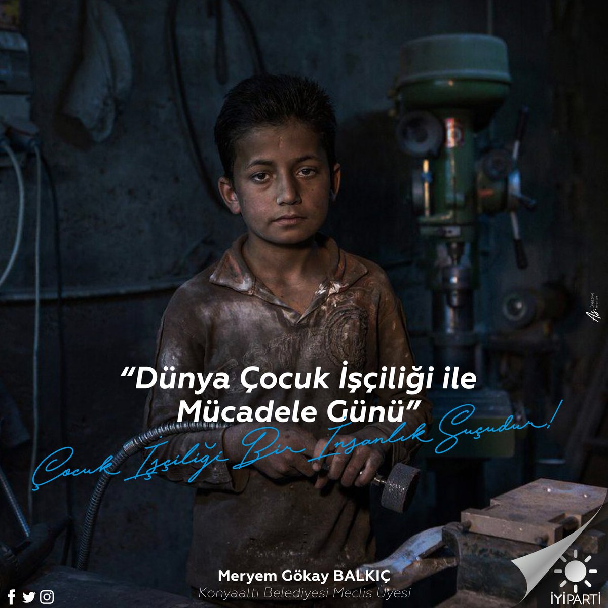 12 Haziran 'Dünya Çocuk Hakları Günü....
Çocuk işçiliği bir insanlık suçudur!
#meryemgokay #konyaaltıbelediyesi #meclisüyesi #cocukisciliğinehayır