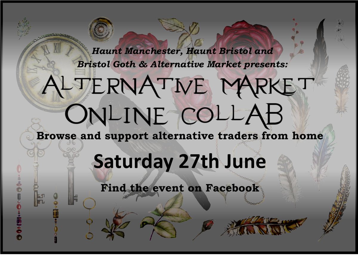 We celebrate independent &amp; alternative traders and artists in our upcoming ONLINE MARKET collab. with <a href="/hauntMCR/">Haunt Manchester</a> &amp; Bristol Goth &amp; Alt Market: 27 June. Event page w. traders so far: facebook.com/events/3564136… A number of the traders feature in our prev. article visitbristol.co.uk/blog/read/2020…