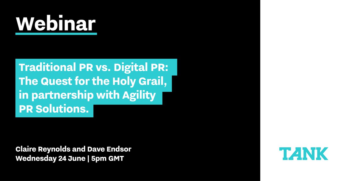 Two heads of the Tank 'Cerberus', Claire and Dave, will debate the very real dilemma of Traditional PR versus Digital PR in <a href="/AgilityPRS/">Agility PR Solutions</a>' upcoming webinar.

Sign up today:
ow.ly/sMy130qOLwq