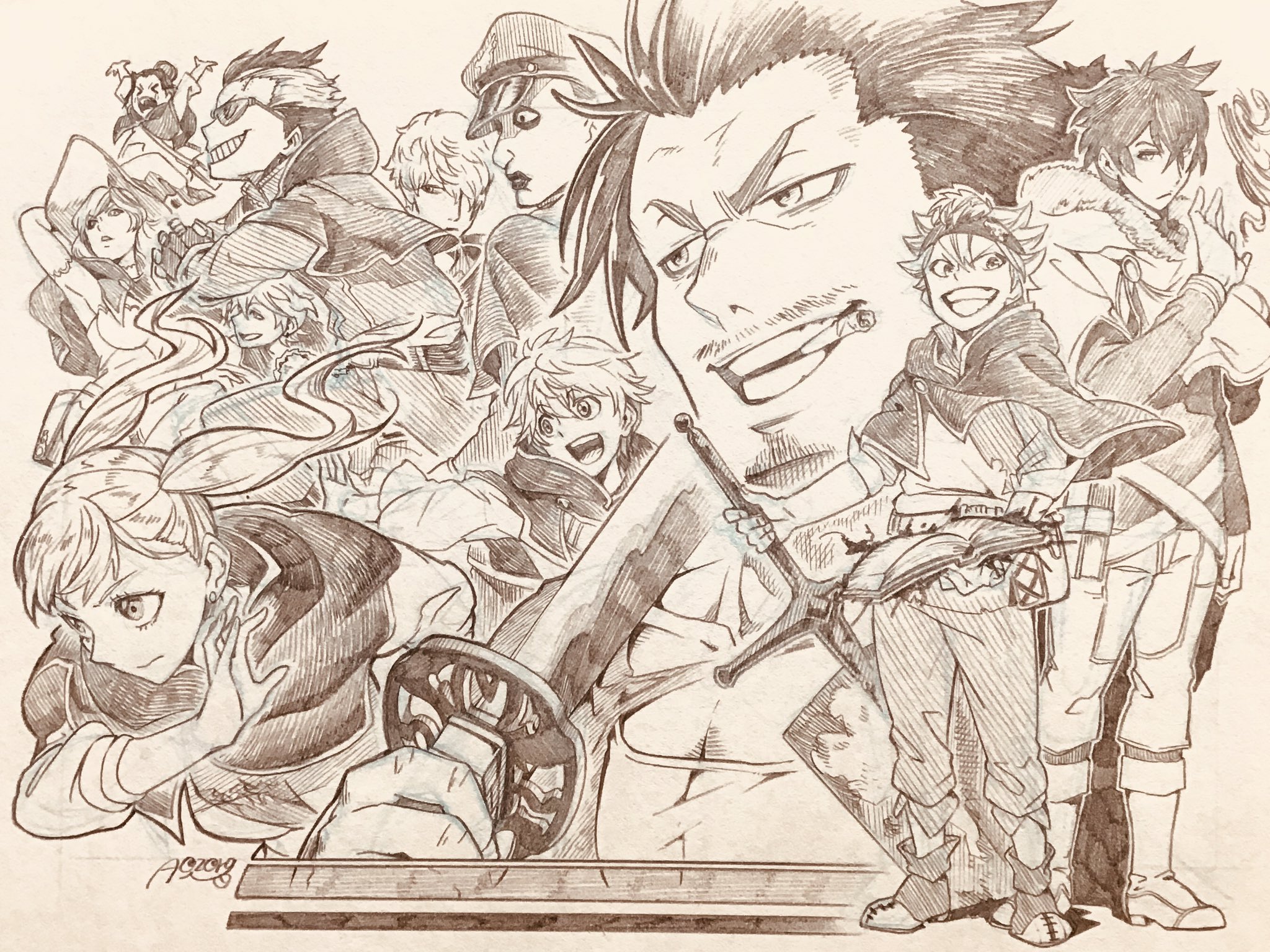 Twitter 上的 せぃくぅ らくがき ブラッククローバー 黒の暴牛 アスタ ユノ シルヴァ ヤミ スケヒロ アナログイラスト T Co Lmex6qlsjb Twitter