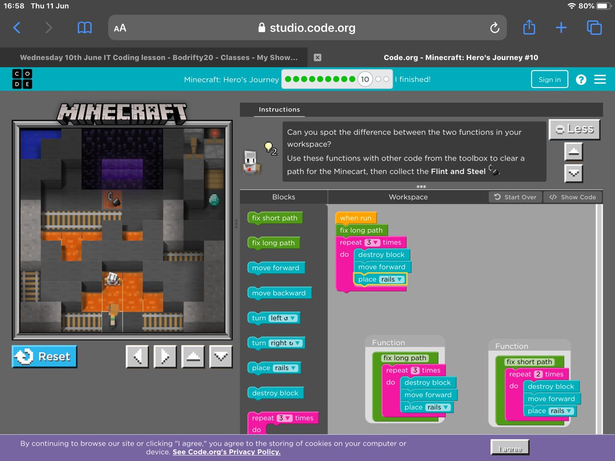 AlvertonCOR's tweet photo. Our Minecraft coding lesson produced some problems for the characters to solve.@alvertonschool https://t.co/TrMRvJZDg3