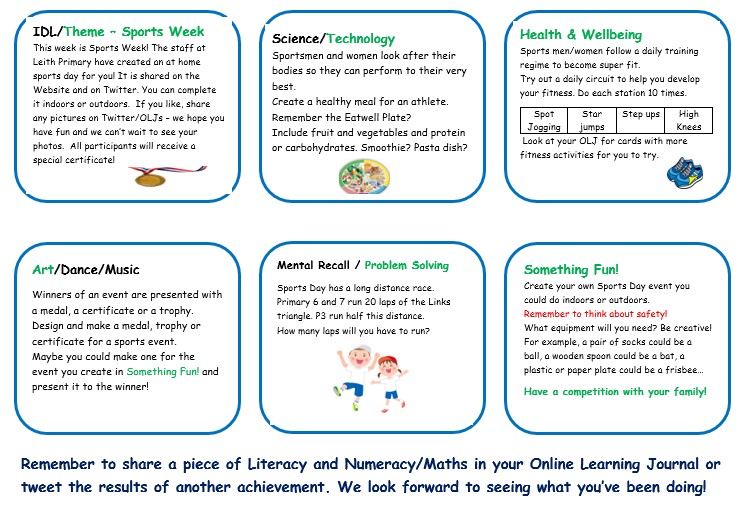 LeithP31's tweet photo. Good morning P3! Here is your grid for next week - Sports Week! ⚽️🥏🤾‍♂️⛹️‍♀️ 🎖️@Leith_Primary https://t.co/sKnmY5SmIS