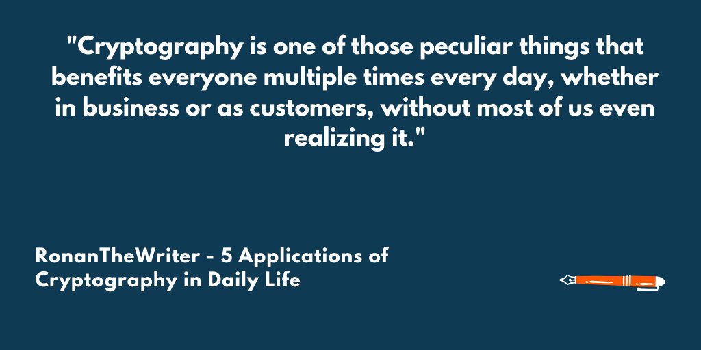 ronanthewriter's tweet photo. My latest article: 5 Applications of Cryptography in Daily Business Life.
https://t.co/7yq0qTUIFO

#infosec #infosecurity #cryptography #encryption #dataprotection https://t.co/5ku6MES1Mo