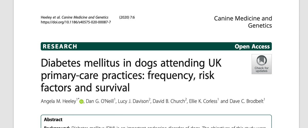 Canine Diabetes Genetics Partnership (@thecdgp) on Twitter photo Hot off the press! An exciting new paper by Heeley et al., studying canine diabetes in primary care practices in the UK. Carried out at <a href="/RoyalVetCollege/">Royal Veterinary College (RVC)</a> with Prof Lucy Davison, co-founder of <a href="/theCDGP/">Canine Diabetes Genetics Partnership</a>. Fantastic work by the <a href="/VetCompass/">VetCompass</a> team: rdcu.be/b4NtD Hot off the press! An exciting new paper by Heeley et al., studying canine diabetes in primary care practices in the UK. Carried out at <a href="/RoyalVetCollege/">Royal Veterinary College (RVC)</a> with Prof Lucy Davison, co-founder of <a href="/theCDGP/">Canine Diabetes Genetics Partnership</a>. Fantastic work by the <a href="/VetCompass/">VetCompass</a> team: rdcu.be/b4NtD