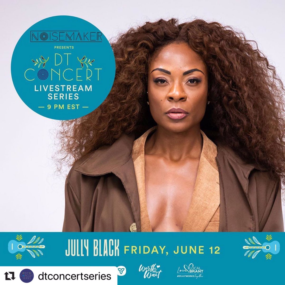 <a href="/DTConcertSeries/">DT Concert Series</a> live stream presents <a href="/JullyBlack/">Jully Black</a> LIVE from the Dominion Telegraph! Grab your Brant takeout for dinner and enjoy an amazing show from your home! ❤️
#LoveLocalBrant #CanadianIcon #JullyBlack