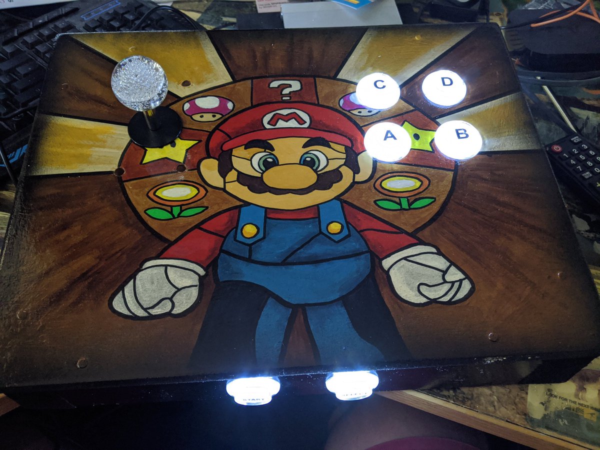 numbernineuk's tweet photo. Finished making my own Classic Joystick unit that also lights up! (Cos all other joystick units are boring) @numbernineuk #mario #sonic #pacman #gamer https://t.co/l4DO1xKRcx