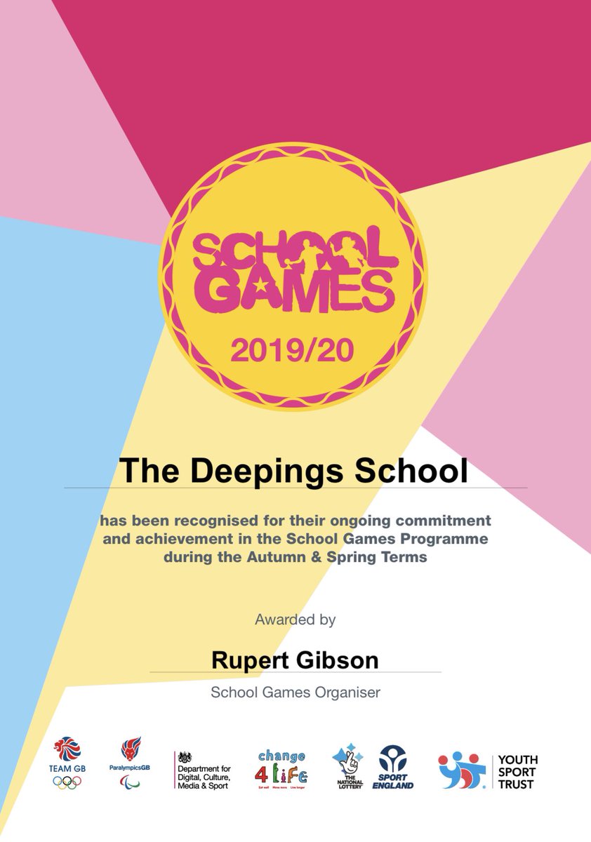 Really appreciative of being awarded the School Games Award in recognition of our participation in the School Games <a href="/AgilitasSports/">alohomora</a> <a href="/YourSchoolGames/">School Games</a>