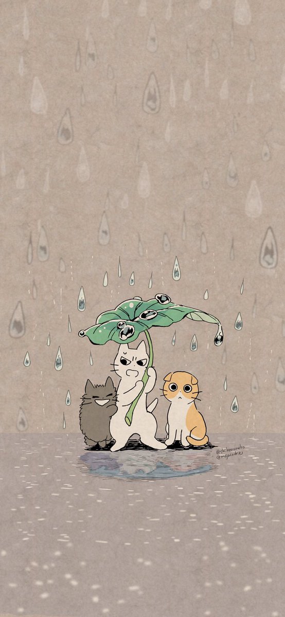 しかるねこ 梅雨のある日の しかるねこ と あまやかすねこ と ながめるねこ 壁紙サイズの画像も用意したのでよかったら使ってね