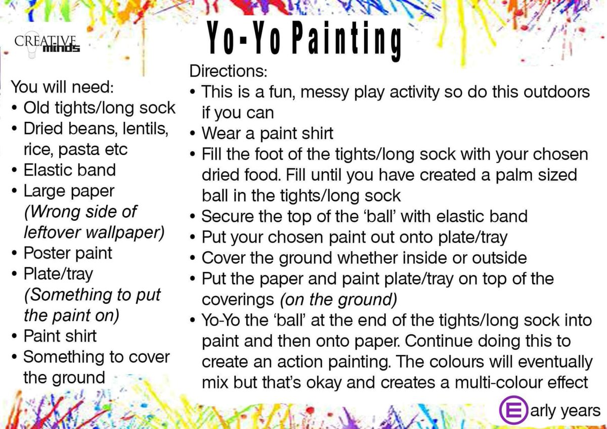 EacCreative's tweet photo. Yo-Yo♥Painting! 

Fun, messy play &amp; outdoor🎨art idea for early years 😬

@EacEducation @Flowerbankecc @Onthankecc @NewCumnockECC @CelebrateKillie @KilmarnockTown @NewCumnockPS @KilmaursPS @BellsbankPS @DalmellingtonPS @VibrantEAC @eahomelink @EACattainment @eaclost @PatnaPS_ECC https://t.co/PqnP3bqiFT