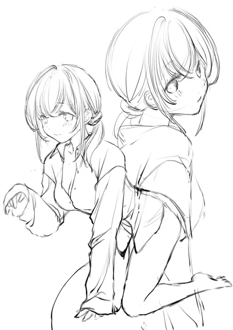 雰囲気系とかいっといて、今日描いたのこんなんだから(振り幅…)
塗るほどでもないよなと昼から放置している 