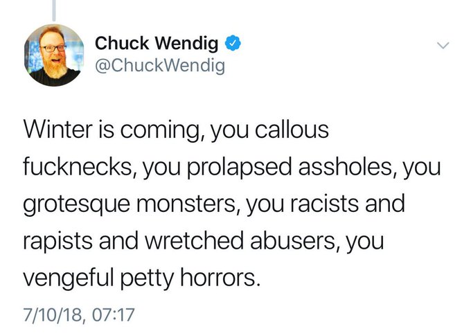 ChariotDaGawd's tweet photo. Chuck Wendig when he sees someone getting access to information for free https://t.co/jsIqsr3bcL