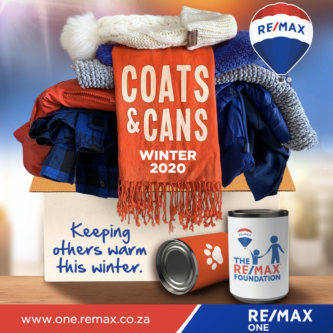 remaxone_sa's tweet photo. Coats &amp; Cans - Winter 2020🧥🥫 
Do your bit to help others.
Donate to your nearest RE/MAX ONE Office🧤❤️ https://t.co/028E5wb6Q6