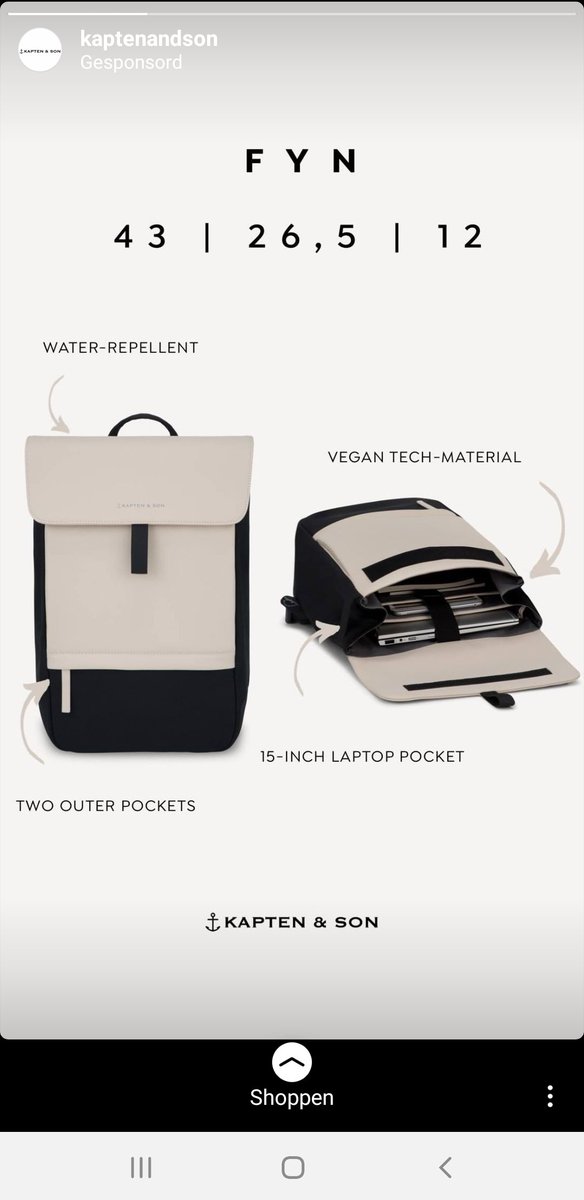 Anouk1204's tweet photo. @kaptenandson Ik had een vraagje. Over de Fyn Cream Black tas. Wat voor laptop kan in die tas? Kan er ook een 14 inch laptop in? Want op de reclame die ik van jullie kreeg op Instagram staat 15 inch. En op de site 13 inch. Groetjes Anouk https://t.co/pTIdlqSbEb