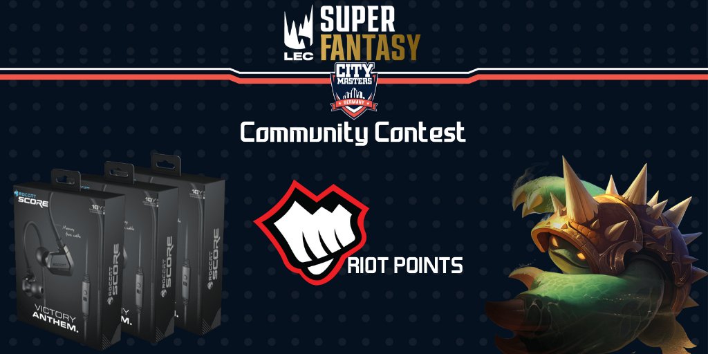 Die LEC und damit auch die LEC Super Fantasy League starten heute! Tritt der City Masters Fantasy Lobby bei und drafte um coole Preise! 🏆🔥

Alle Infos zu den Preisen, findest du auf unserem Discord!

Trete jetzt unserer LEC Super Fantasy Lobby bei 👉fal.cn/38zSE