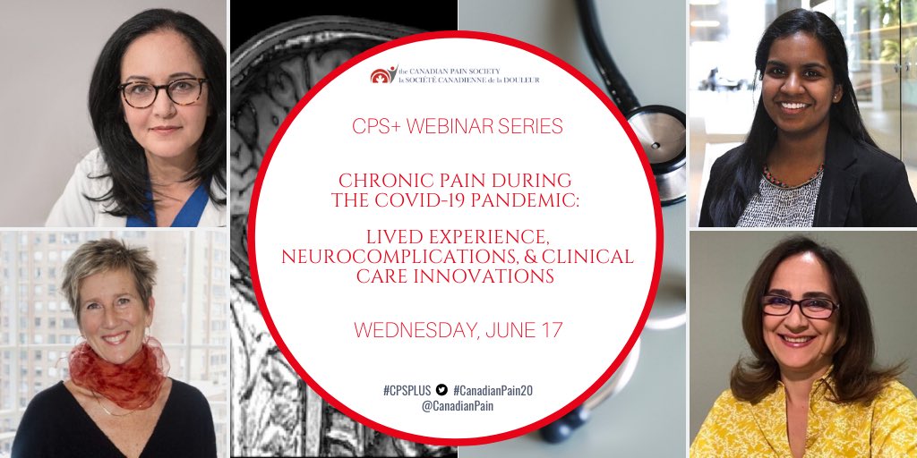 CanadianPain's tweet photo. Register for the next #CPSplus Webinar with @DrFCampbell, @adfurlan, @_justinam & @mhodaie!
#ChronicPain during #COVID19: Lived Experience, Neurocomplications & Clinical Care Innovations
๐๏ธ Wednesday, June 17, 2020 @ 3:00 pm EST
Register here: https://t.co/Fn3uy0Orjf https://t.co/EVLOvc5lQB