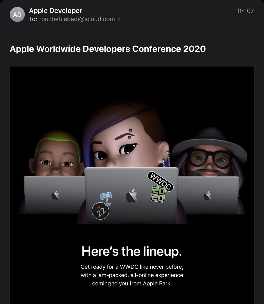 JustRouzbeh's tweet photo. Apple confirms WWDC 2020 schedule, including Special Event Keynote on June 22 at 10 am PT/ 1 pm ET/7 pm CEST.
And it will be available on Apple website, developer app, TV app, and Youtube.
Apple is expected to introduce #iOS14, #iPadOS14, #macOS10.16, #WatchOS7, and #tvOS14 https://t.co/8VJ1b18NBU