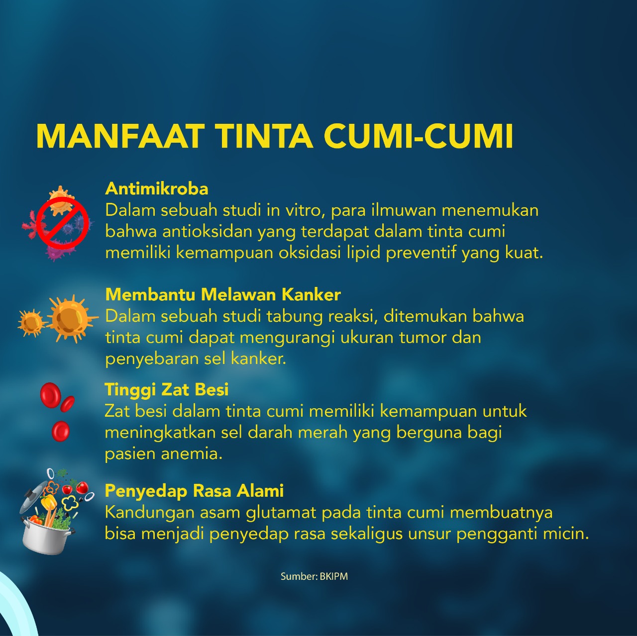 Kkp Ri On Twitter Sahabatbahari Di Balik Pekatnya Tinta Cumi Ternyata Terkandung Manfaat Yang Baik Untuk Dikonsumsi Lho Apa Saja Manfaatnya Yuk Simak Infografisnya Kkp Kkogoid Https T Co Vfpf0ctsqj