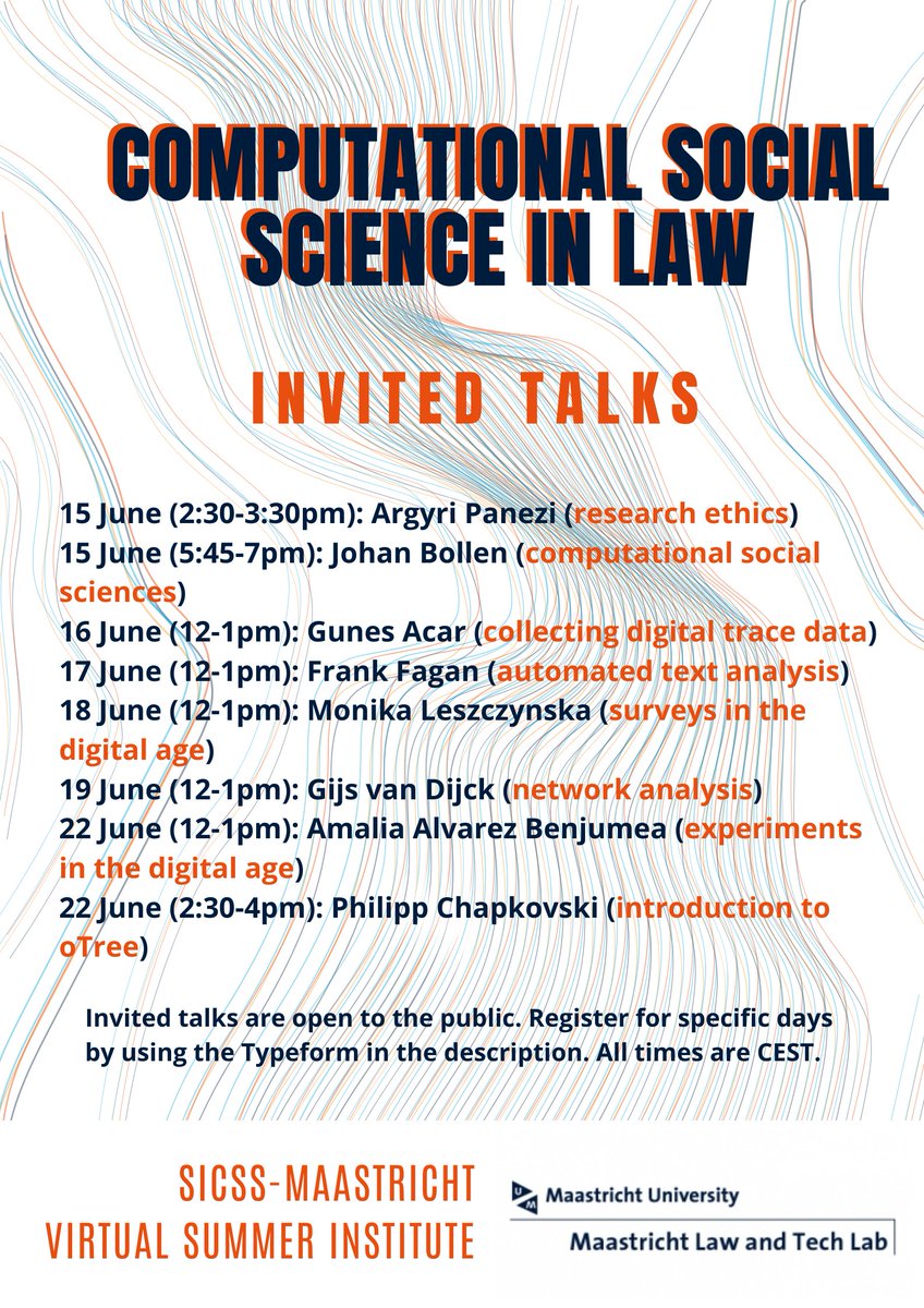 For legal scholars interested in the 101s of computational analyses, or cs scholars interested in legal data, join us online next week to hear from an awesome line-up of speakers by registering at legal.typeform.com/to/iSdfHQ