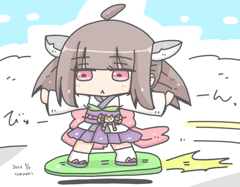 ホバーボードきりたん コルセットまきおのイラスト ホバーボードきりたん コルセットまきおのイラスト