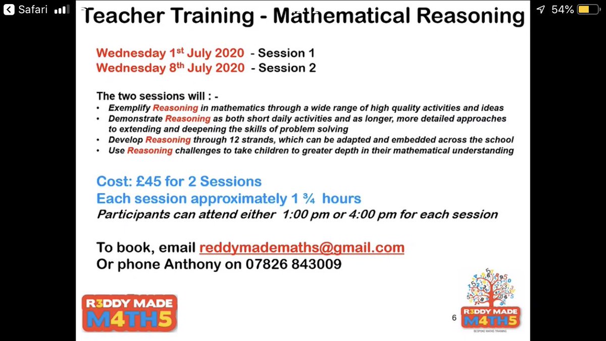 I’ll also be running online training in Mathematical Reasoning. 💭 🤔 
2 sessions of high quality questioning, deeper thinking and mathematical dialogue! Suitable for teachers in any year group.  More details coming very soon!
😁😁👍👍😀😀