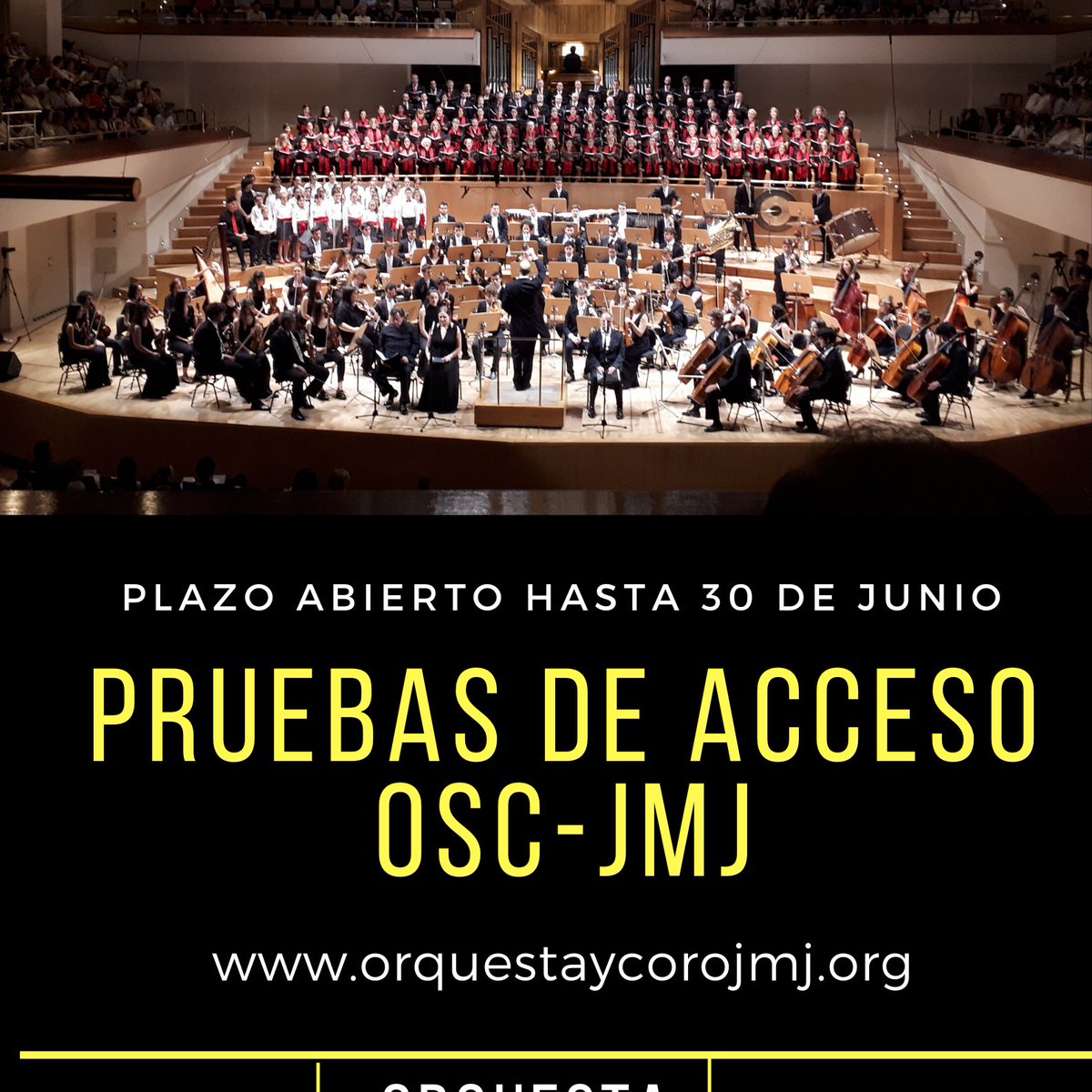 Esta abierto el plazo de inscripción para las pruebas de acceso a la Orquesta sinfónica, Coro y Escolanía JMJ orquestaycorojmj.org/es/pruebas-adm… Las pruebas se harán a través de medios telemáticos!