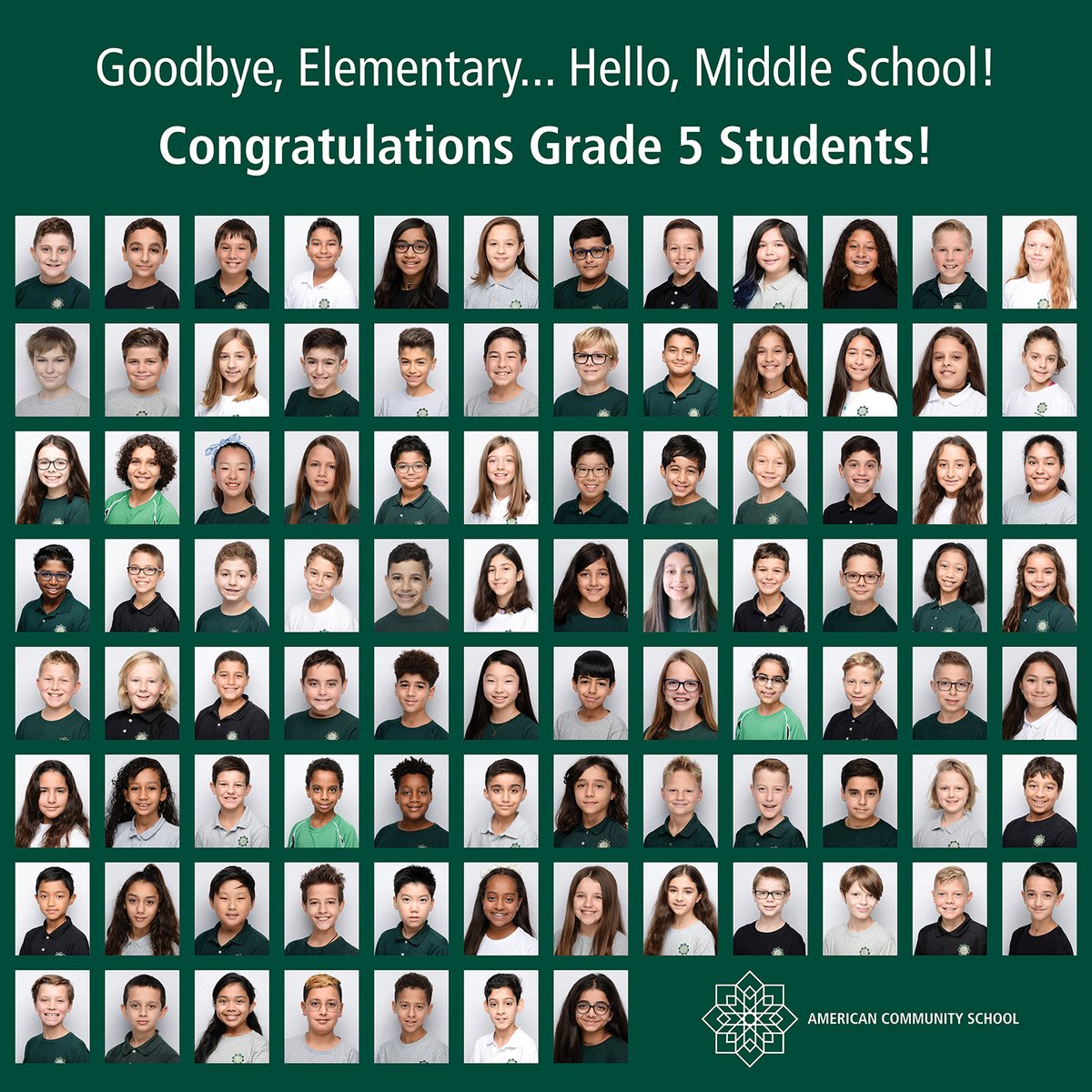 acsabudhabi's tweet photo. On Wednesday, our Grade 5 families were treated to a Virtual Moving Up Ceremony to honor our 91 students leaving Elementary and moving on to Middle School.  Congratulations Grade 5 students and your families! #ACSAbuDhabi #IamACS #movingup @jzebjohnson https://t.co/6mkQO9rdaR