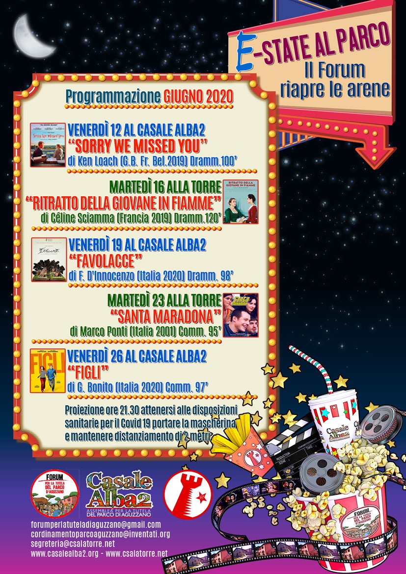 Questa sera al Casale Alba 2 primo appuntamento con il FORUM RIAPRE LE ARENE - CINEMA SOTTO LE STELLE 
Alle 21 Sorry, We Missed You di Ken Loach
#partenza #fase3 #cinema