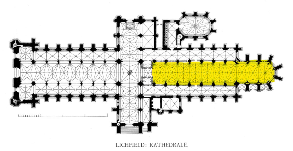 The Chancel can be used to refer to the whole East end of a Cathedral, but technically it's the area containing the Quire (the area of seats where the Choir sit) and the Altar. I've highlighted the SPECIFIC definition of Chancel in the diagrams.