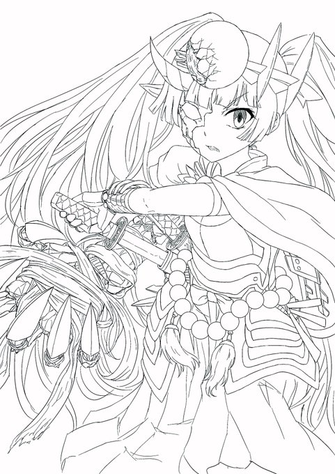 覚醒ツクヨミの線画
自分にしては細かく描き込んでる方やで 