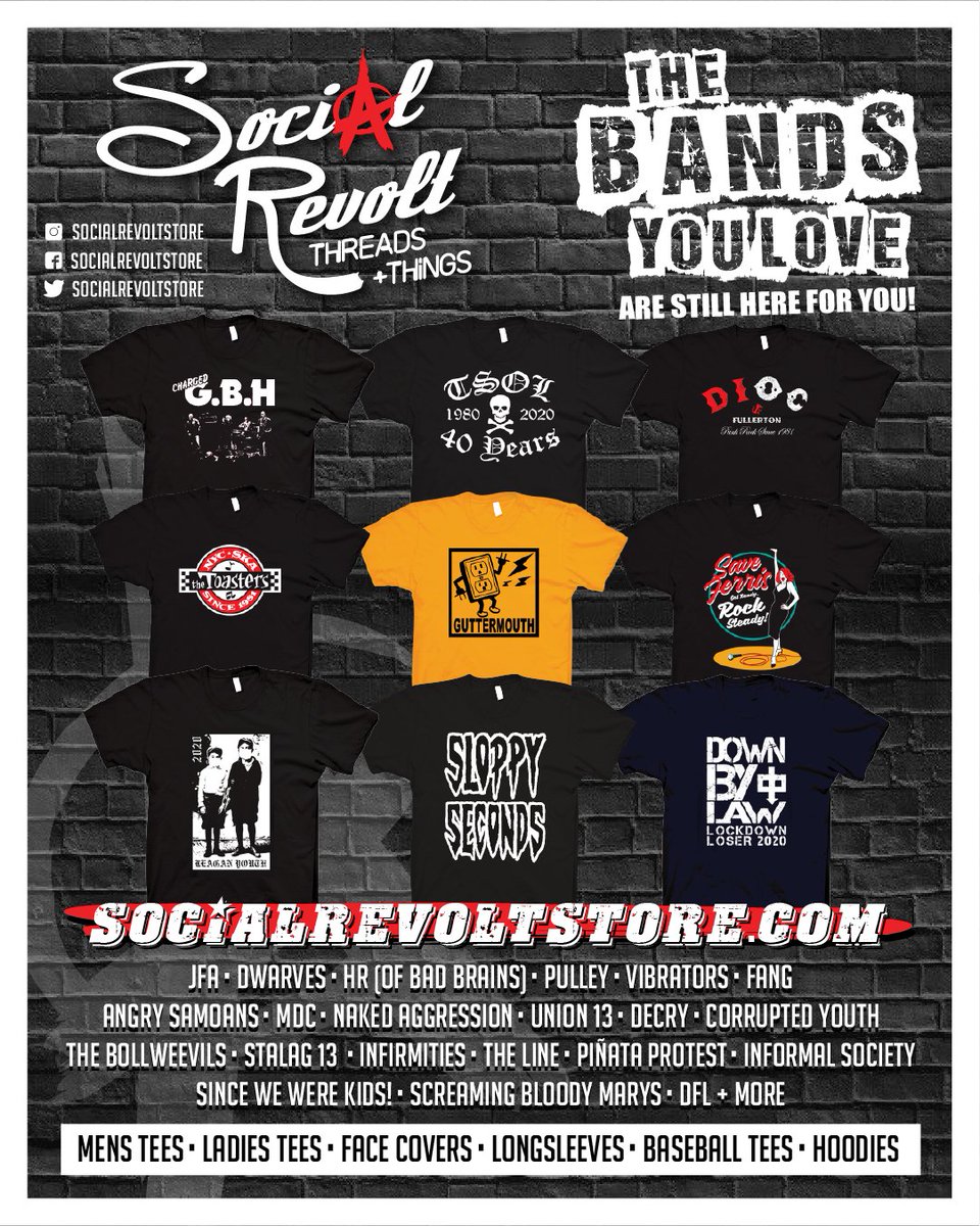 The bands you love are still here for you! @gbhuk @SloppySecondsIN @DownByLawBand and many many many more. #SOCIALREVOLTSTORE @socialrevoltst1 socialrevoltstore.com/reaganyouth