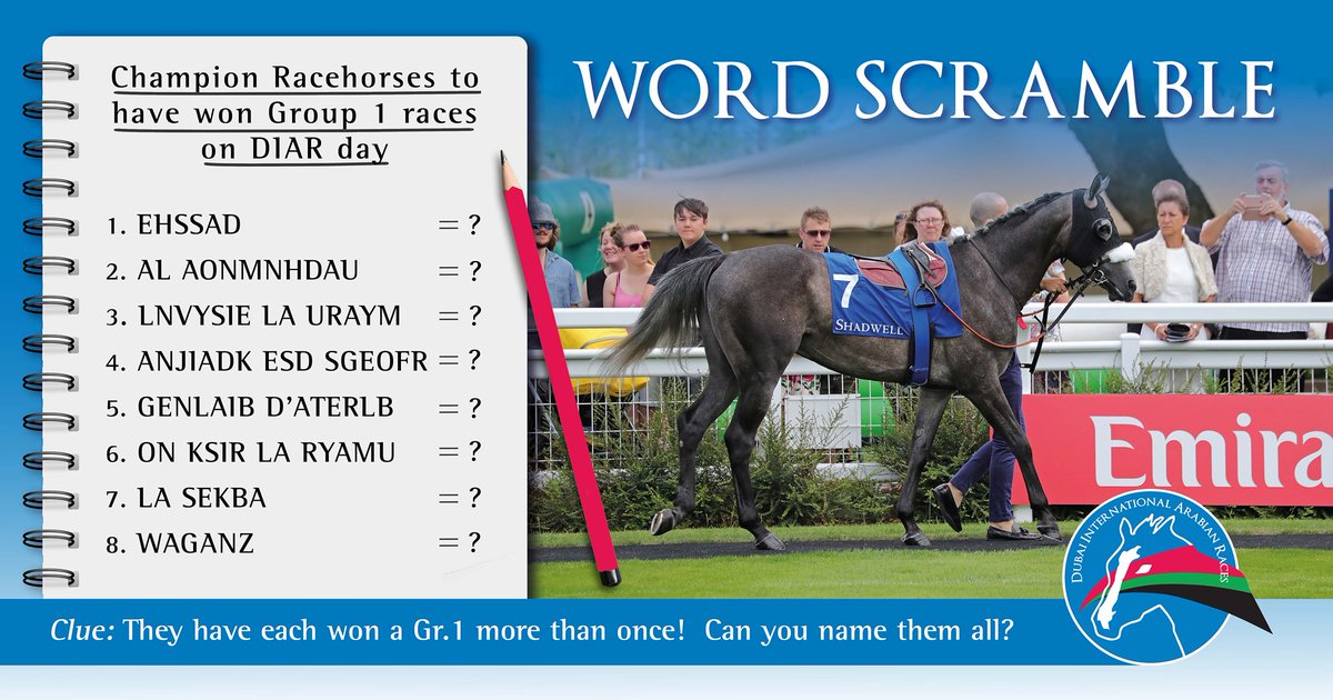 In the last 38 years, we have seen some amazing Arabian racehorses competing in the 8 races of #DIARday at Newbury Racecourse. 
Some of those have won Group 1 races on that day more than once. A few are in this picture. Can you find them all? 
#ArabianRacing #DIARdaywinners