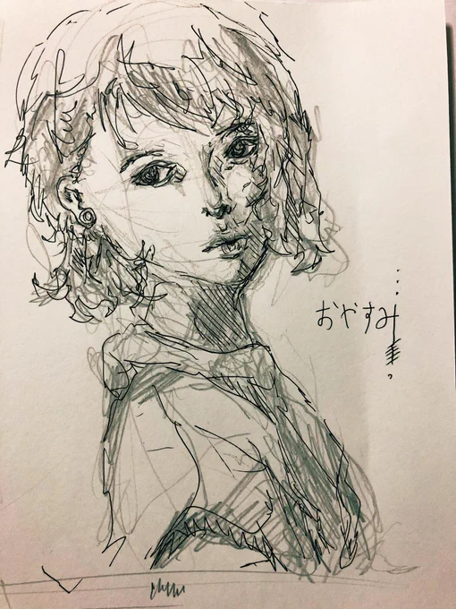 寝れないからラクガキ。
#絵 #落書き 