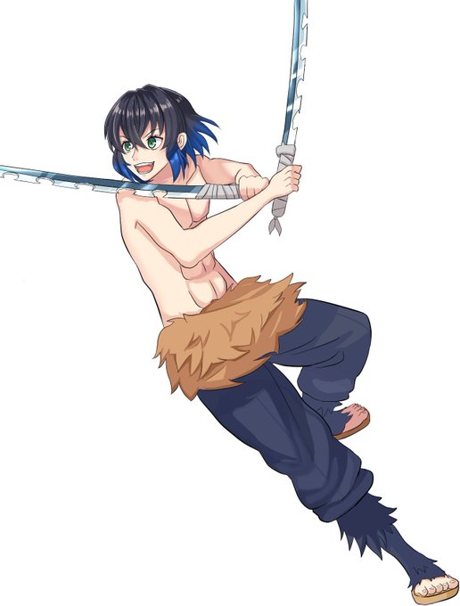 レッサーパンダさんがTwitterに投稿した嘴平伊之助(鬼滅の刃)のイラスト。