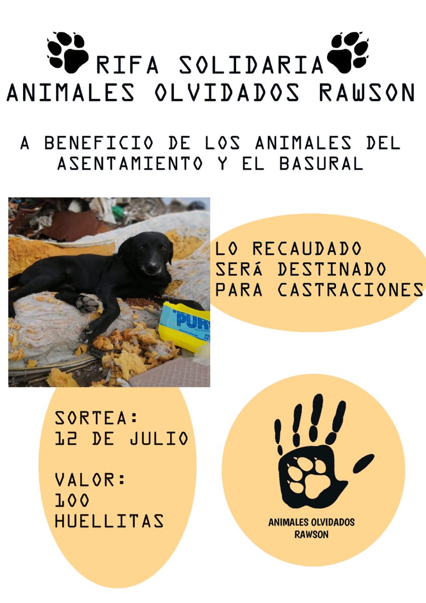 Animalesolvidad's tweet photo. Vendemos numeritos para la rifa a favor de los animalitos del ex basural, lo recaudado lo usaremos para castrar!! 
Tienen un valor de $100 huellitas🐾 y estos son los premios!. https://t.co/eLWor5bjhO