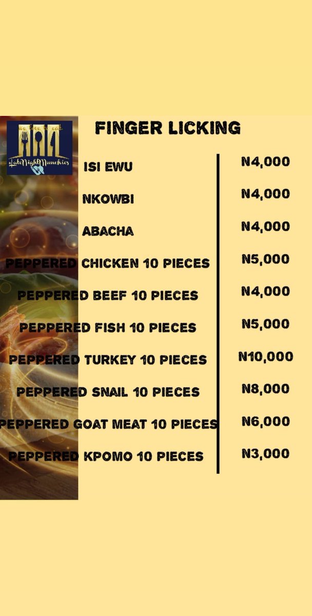 AkpanAlexandra1's tweet photo. For delicious food to be delivered to you in abuja. Hit us up on our great menu. Thanks guys and please retweet. Thank you https://t.co/TkGCOAcwSX