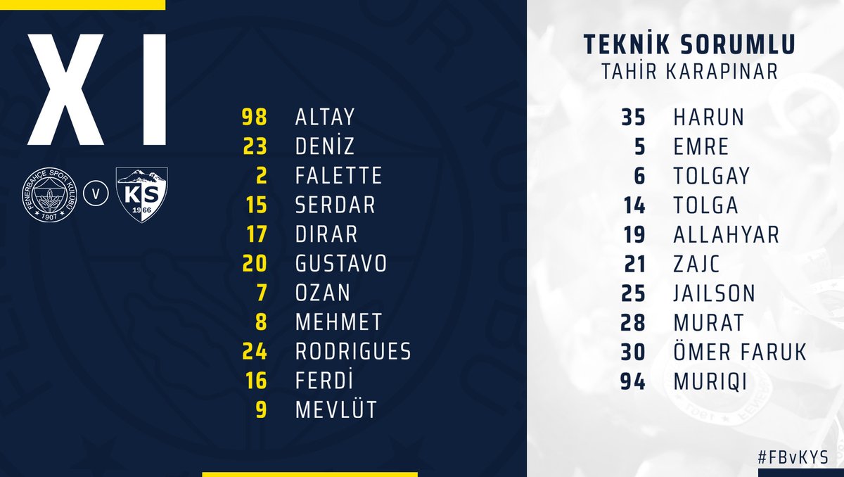 İlk 11’imiz! 👇

#FBvKYS