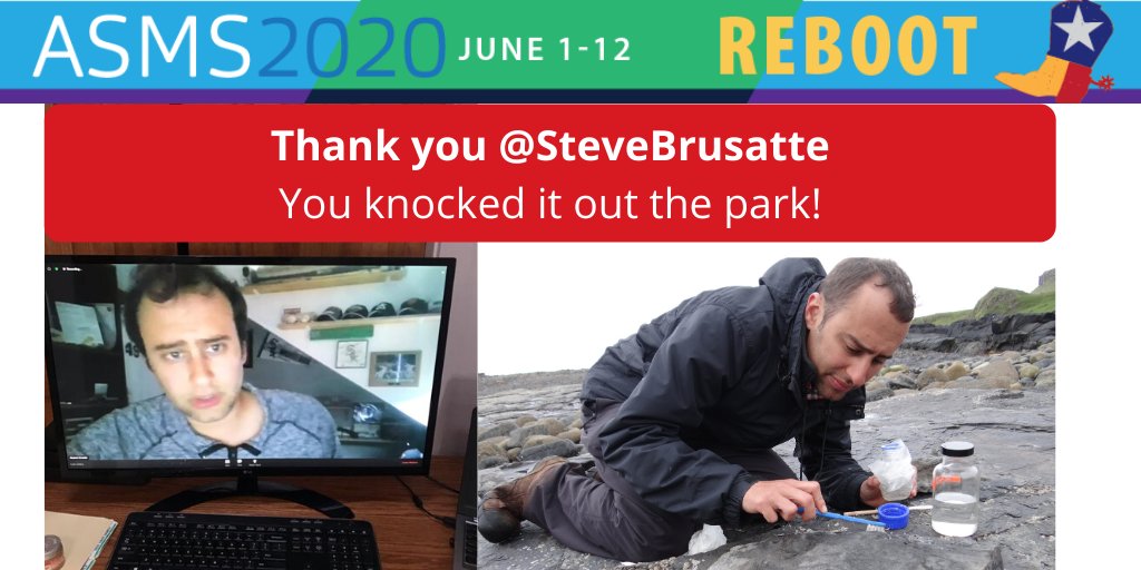 asmsnews's tweet image. Shout out to @SteveBrusatte for an epic closing plenary lecture! A fitting finish to an epic two-week #MassSpectacular #ASMS2020 Reboot. @asmsnews highly recommends his book &apos;The Rise and Fall of Dinosaurs&apos;. W-O-W!