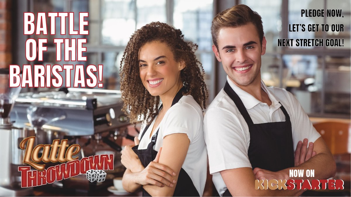 GameAnalog's tweet photo. We're SOO close....just one more pledge to unlock the next stretch goal for Latte Throwdown 🔓...Will it be you??? Check out our campaign at-  https://t.co/RgWyrtB9WS 

#boardgames #barista #baristaatwork #coffee #coffeelover #bgg #kickstarter #Kickstartergames https://t.co/q5YXIJFbYv