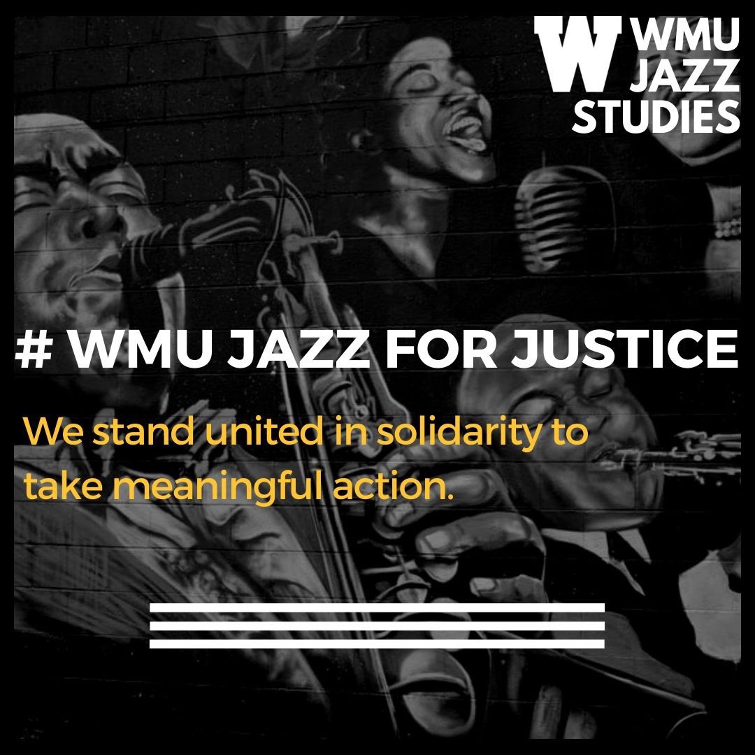 WMUJAZZSTUDIES's tweet photo. Jazz continues to be a voice of equality and social justice in our world, it is our calling to speak out and affect change to this system of corrupt racist power. 

Donate to @eji_org today!

#wmujazzforjustice https://t.co/s4C4iL3Ghs